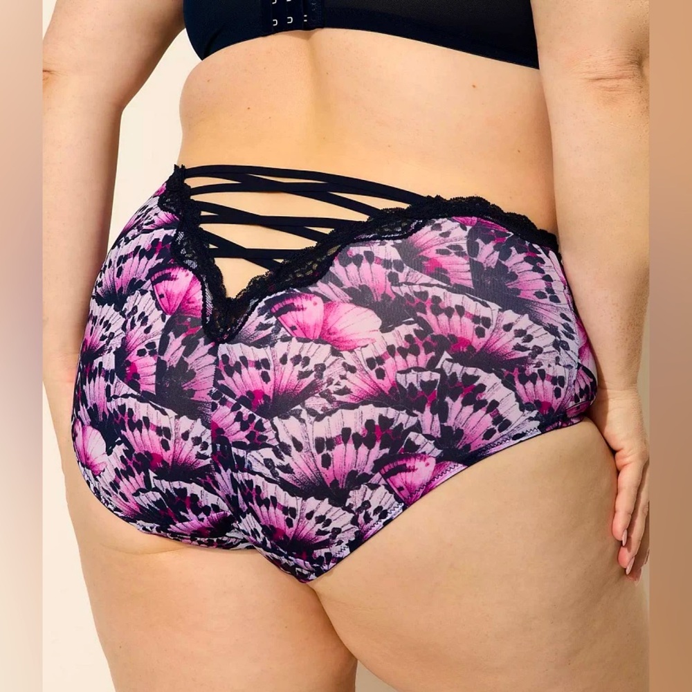 Cacique - Purple Navy Blue Butterfly Full Brief Sexy Lace Panty - Size 14/16